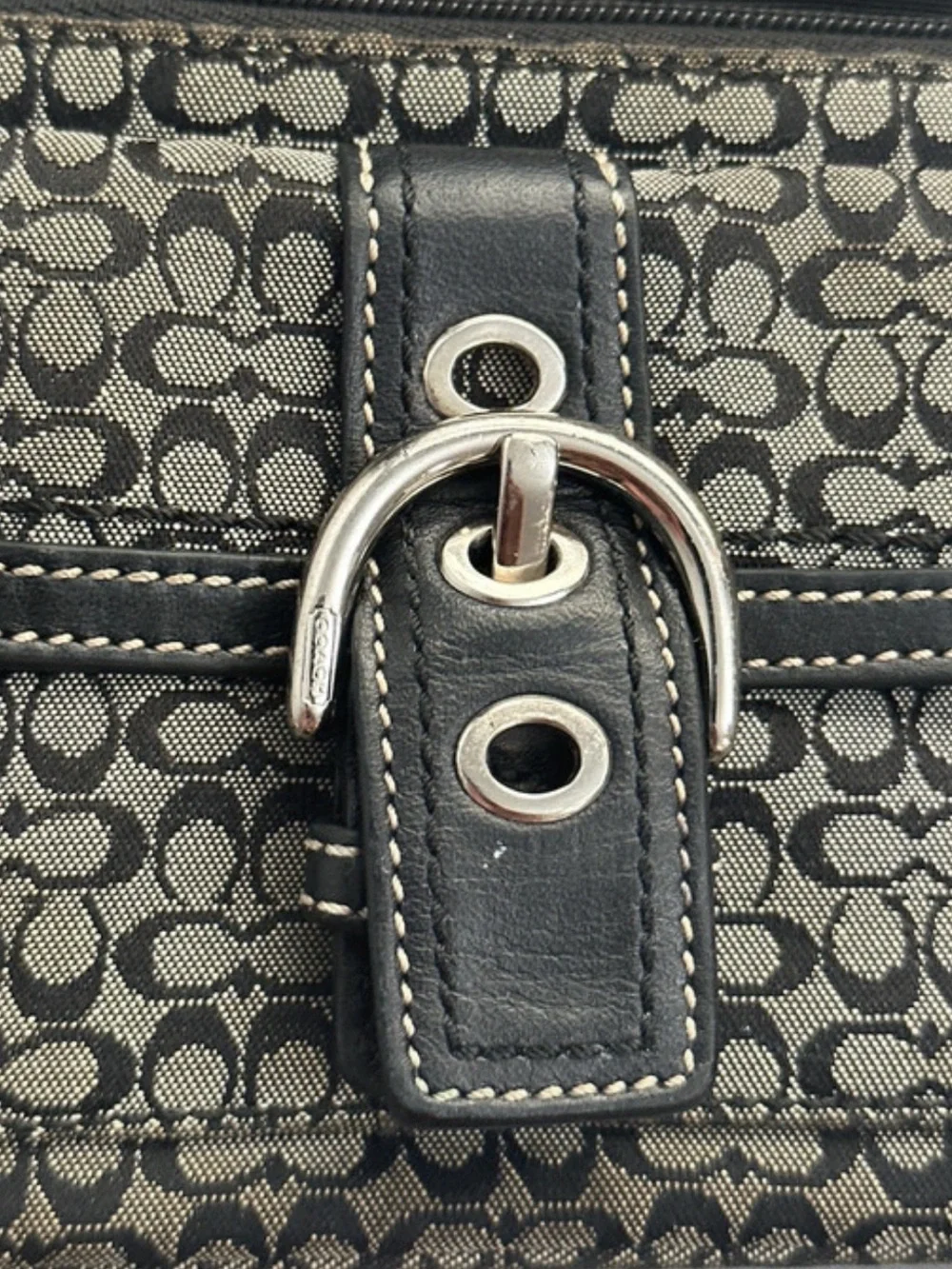 Coach Signature Canvas Wristlet in Black and Gray